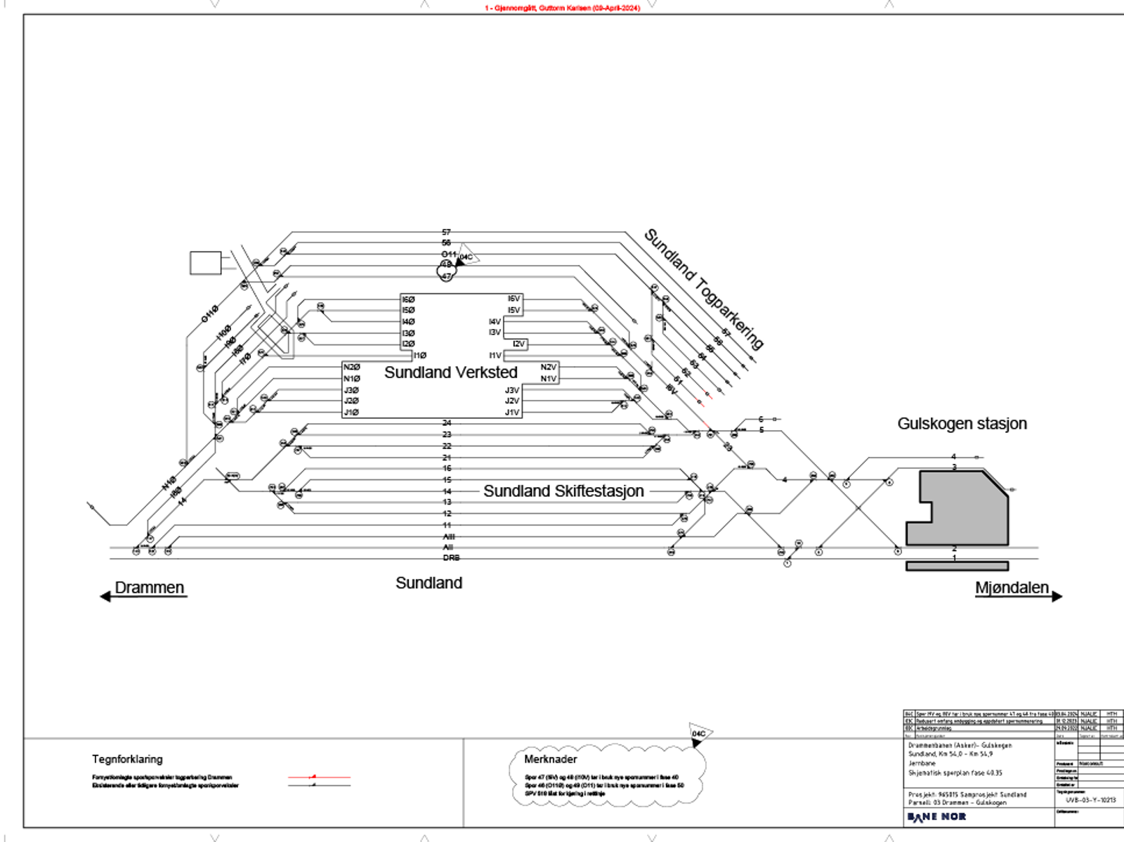 Track plan for Sundland Maintenance Facility, valid from September 2024.