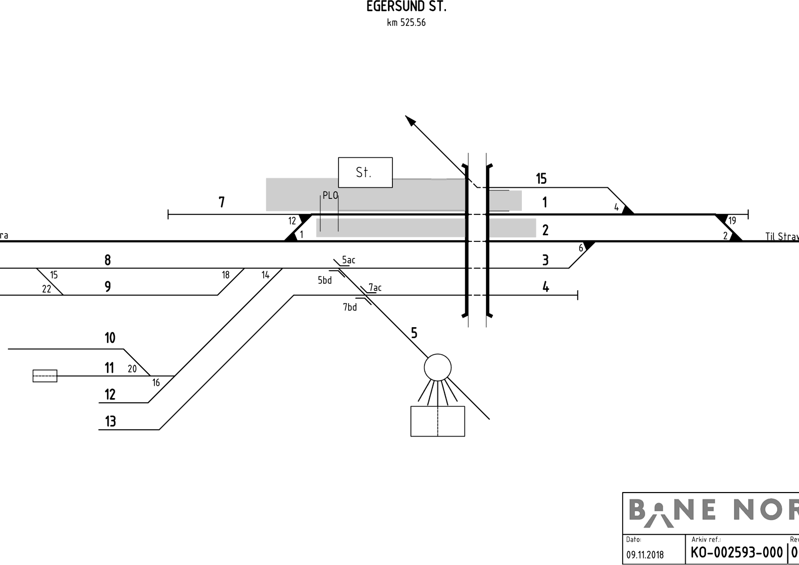 Track plan Egersund Stabling Facility