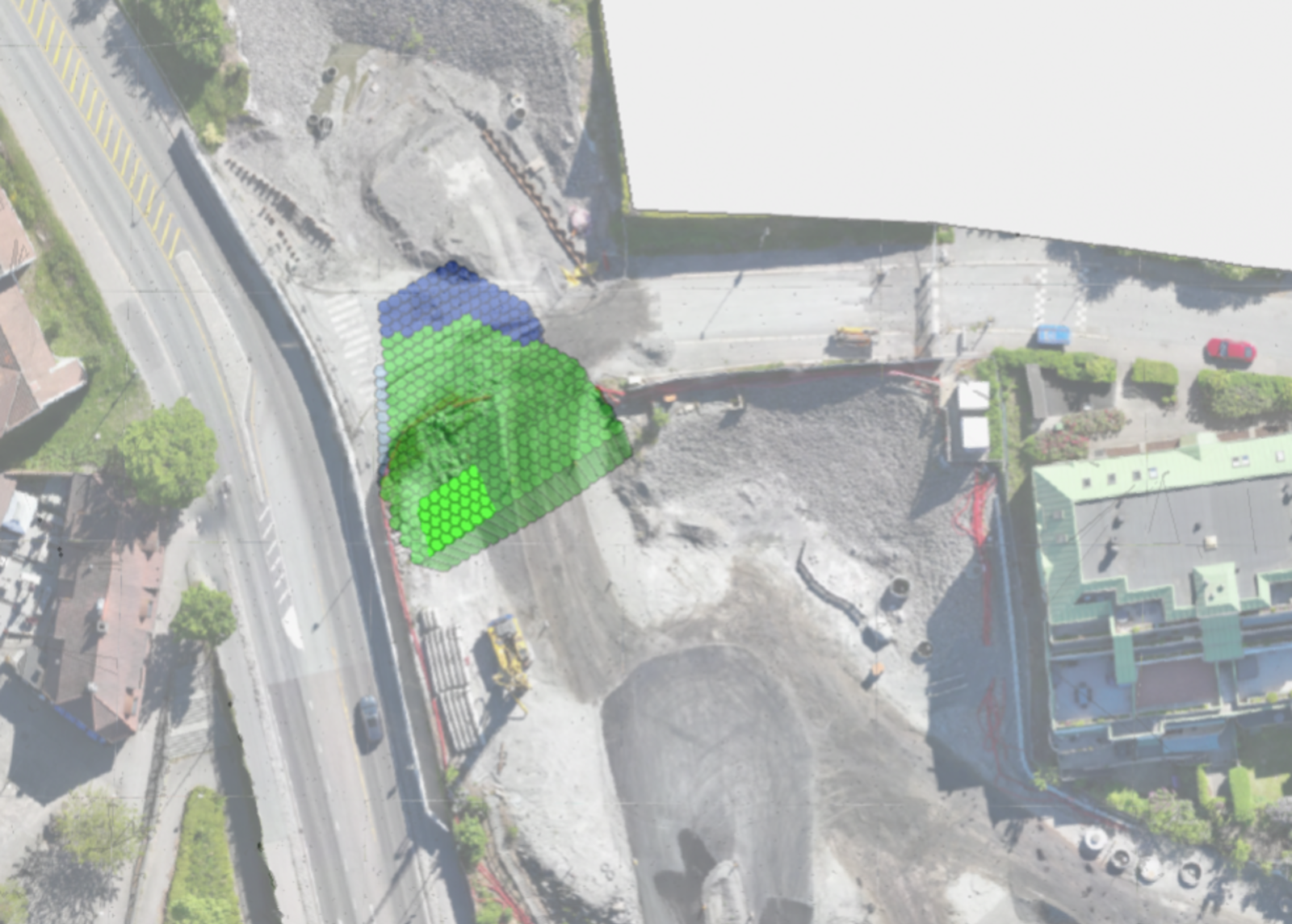 Illustrasjon som viser nøyaktig plassering av jetpelene.