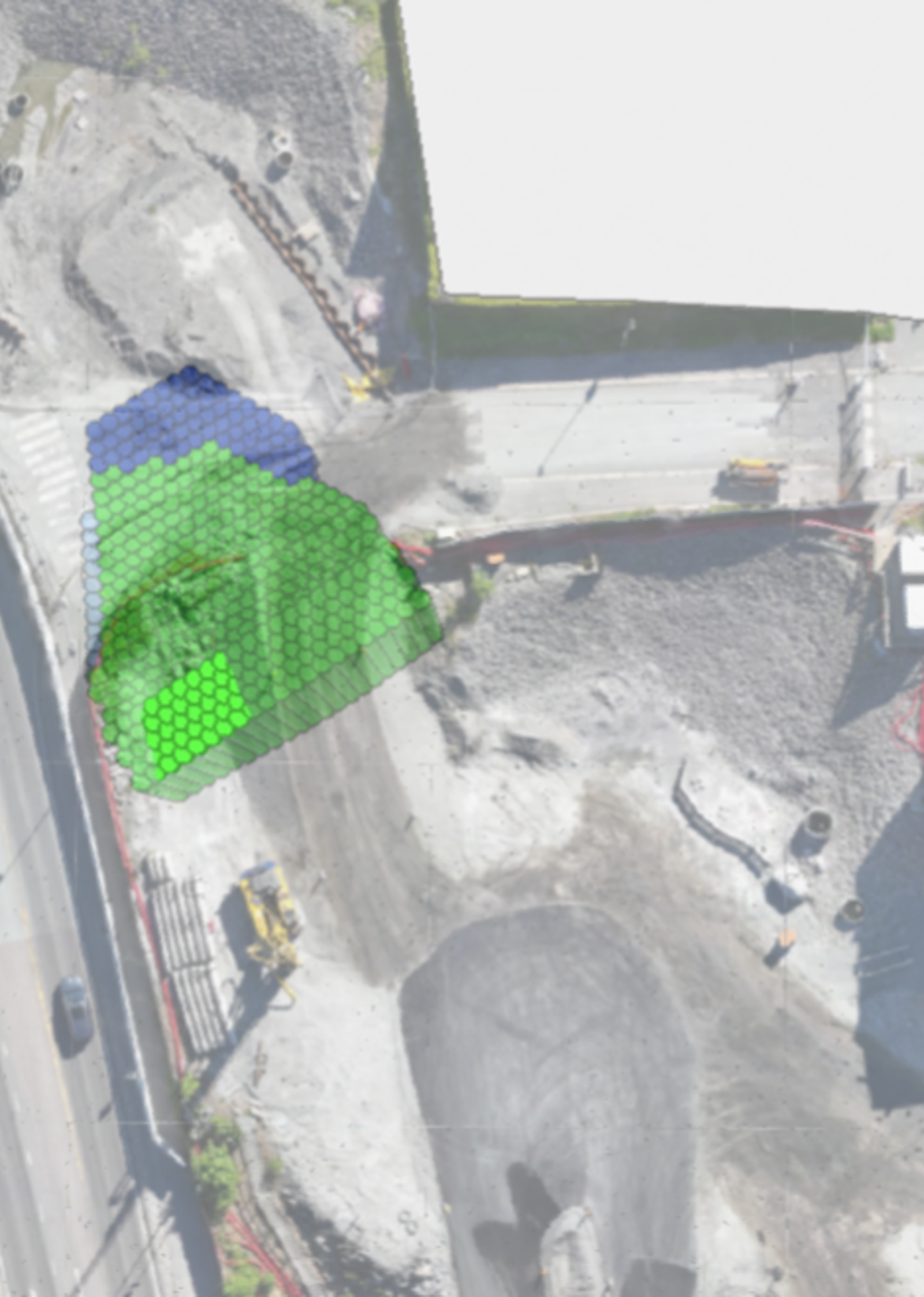 Illustrasjon som viser nøyaktig plassering av jetpelene.