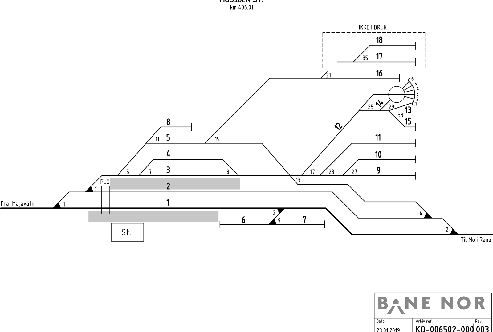 Track plan Mosjøen Stabling Facility