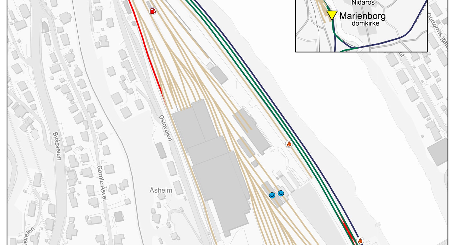 Overview of the stabling facility. Map.