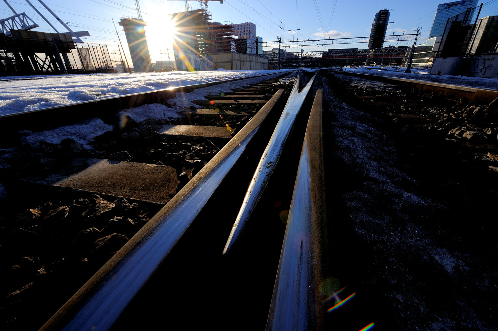 Slitte skinner i sporveksel