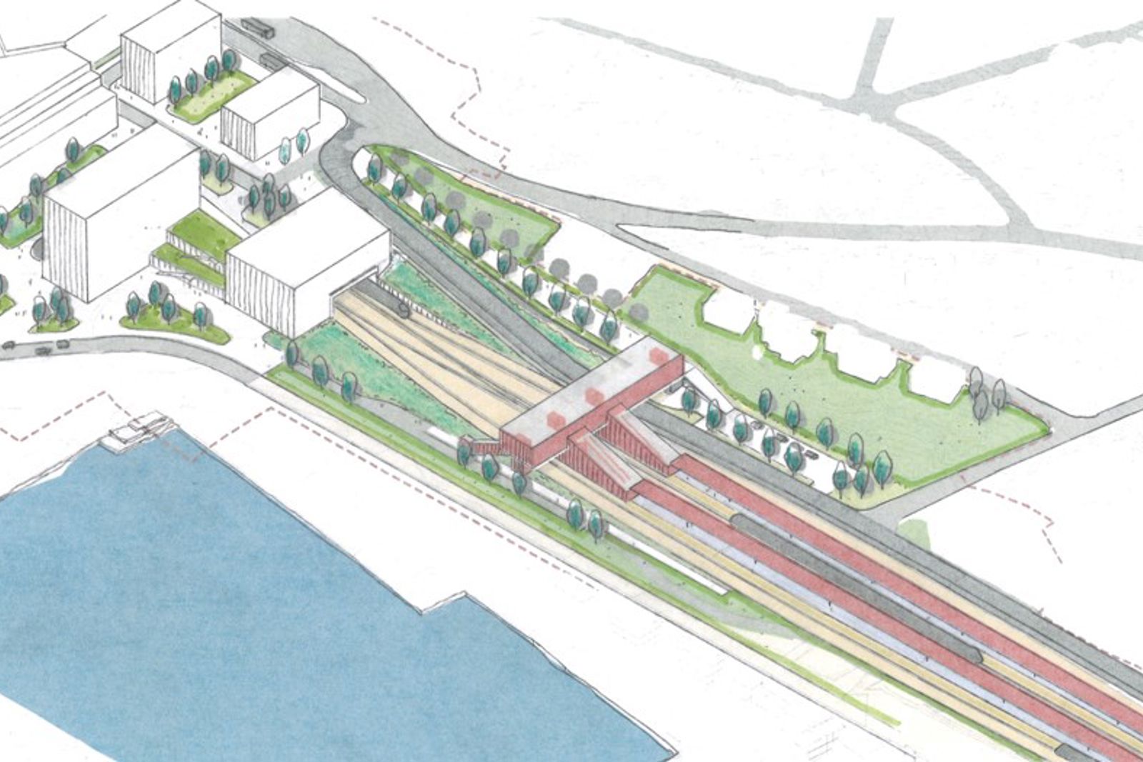 Illustrasjon som viser hvordan nye Moss stasjon kan bli