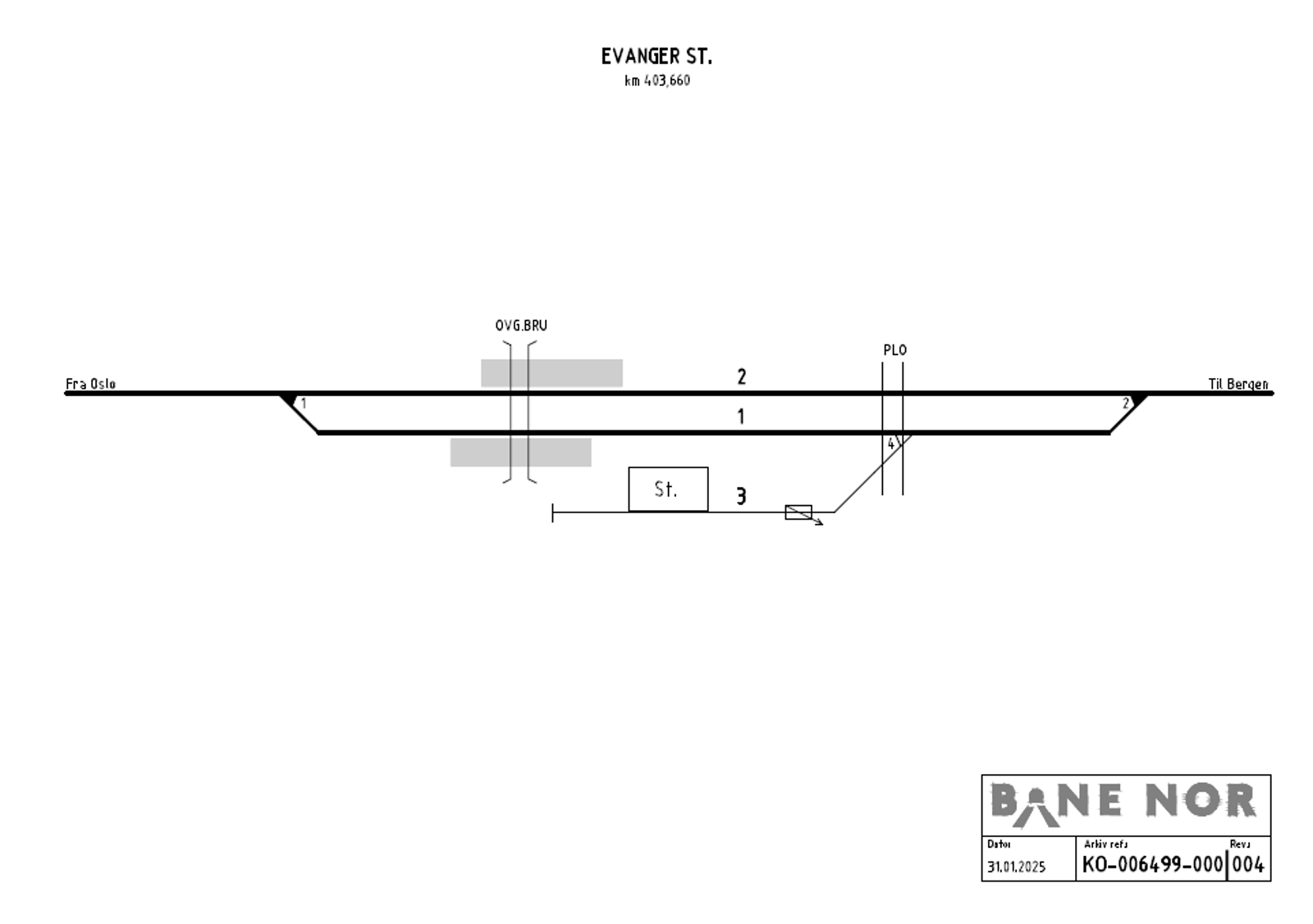 Sporplan Evanger stasjon