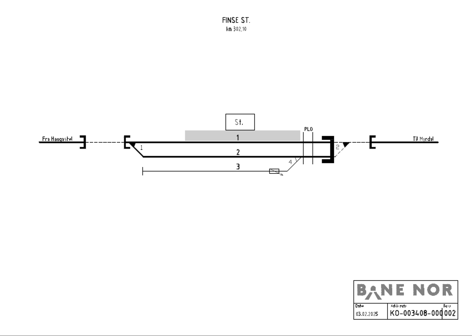 Sporplan Finse stasjon