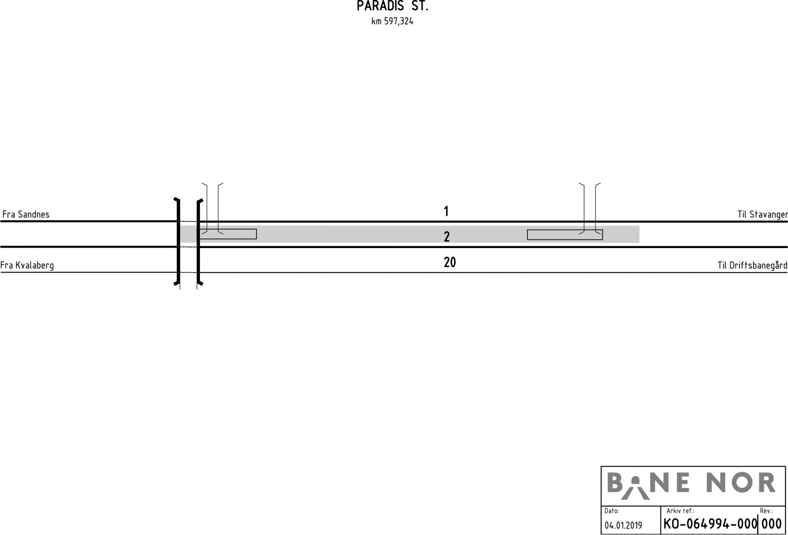 Sporplan Paradis stasjon