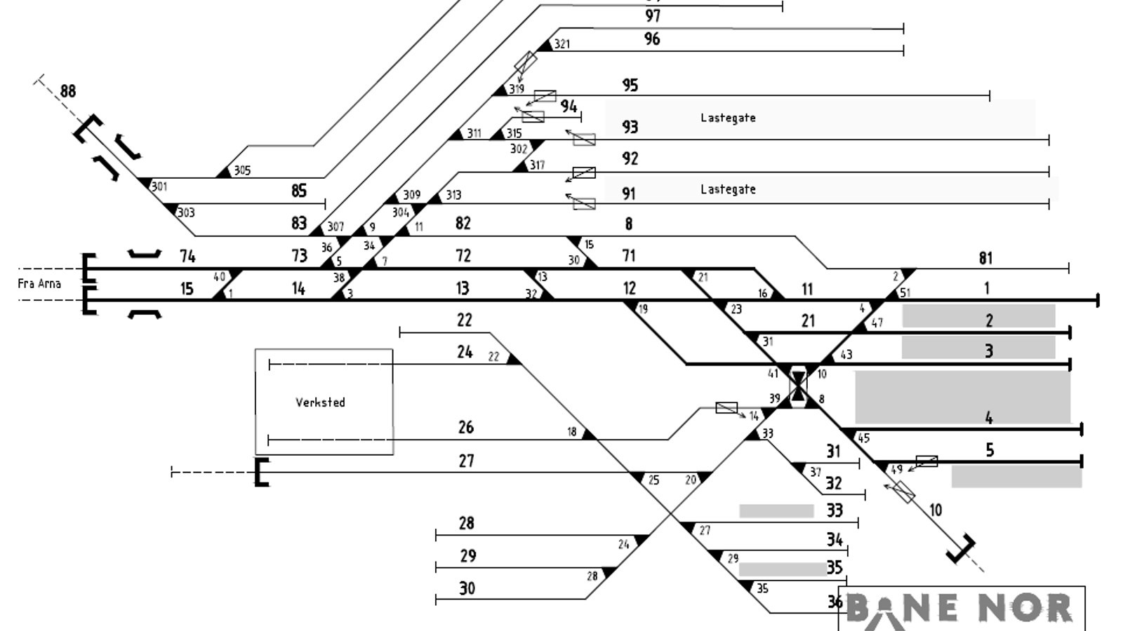 Track plan Bergen Stabling Facility