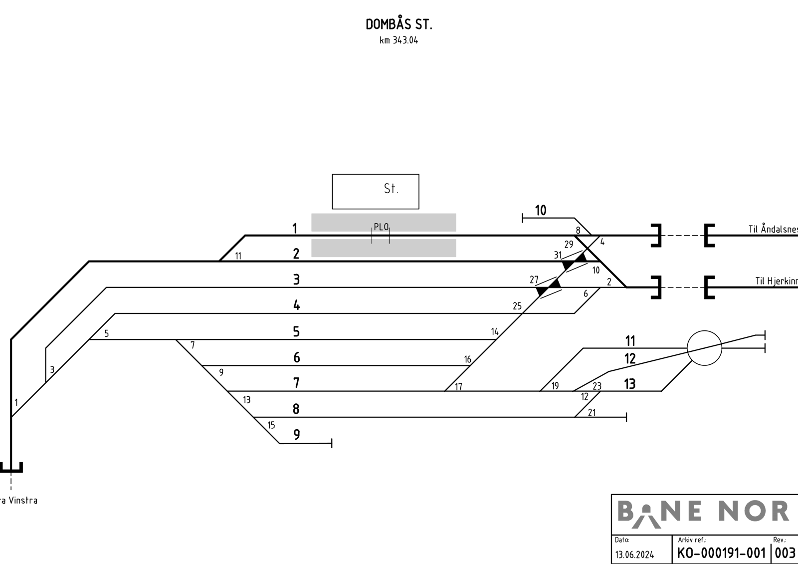 Track plan Dombås station