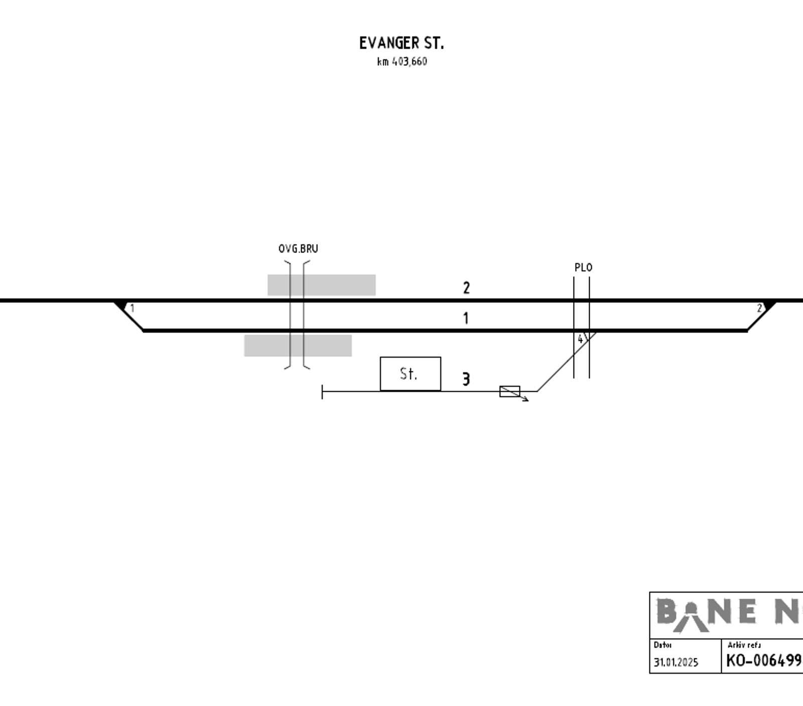 Track plan Evanger station