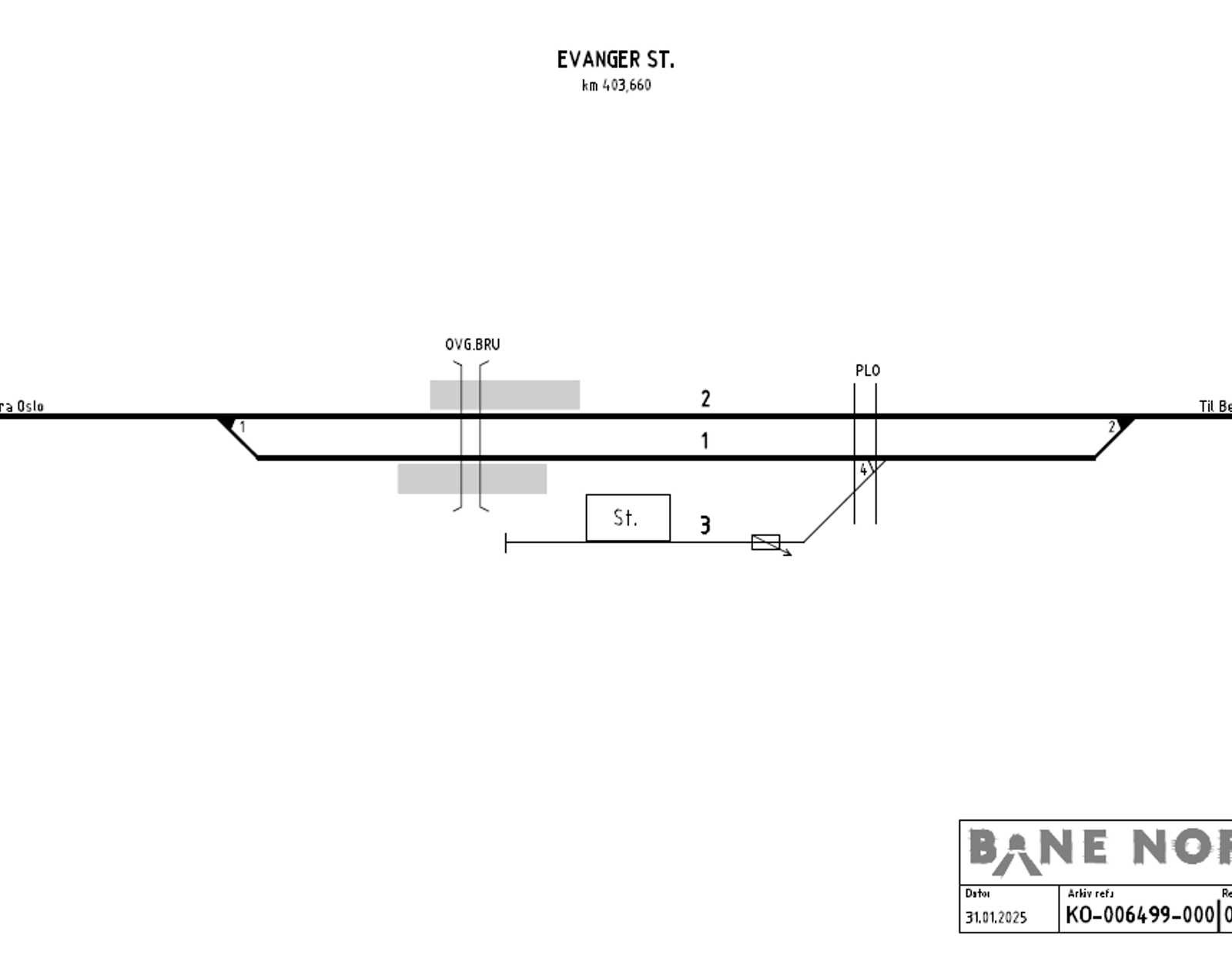 Track plan Evanger station