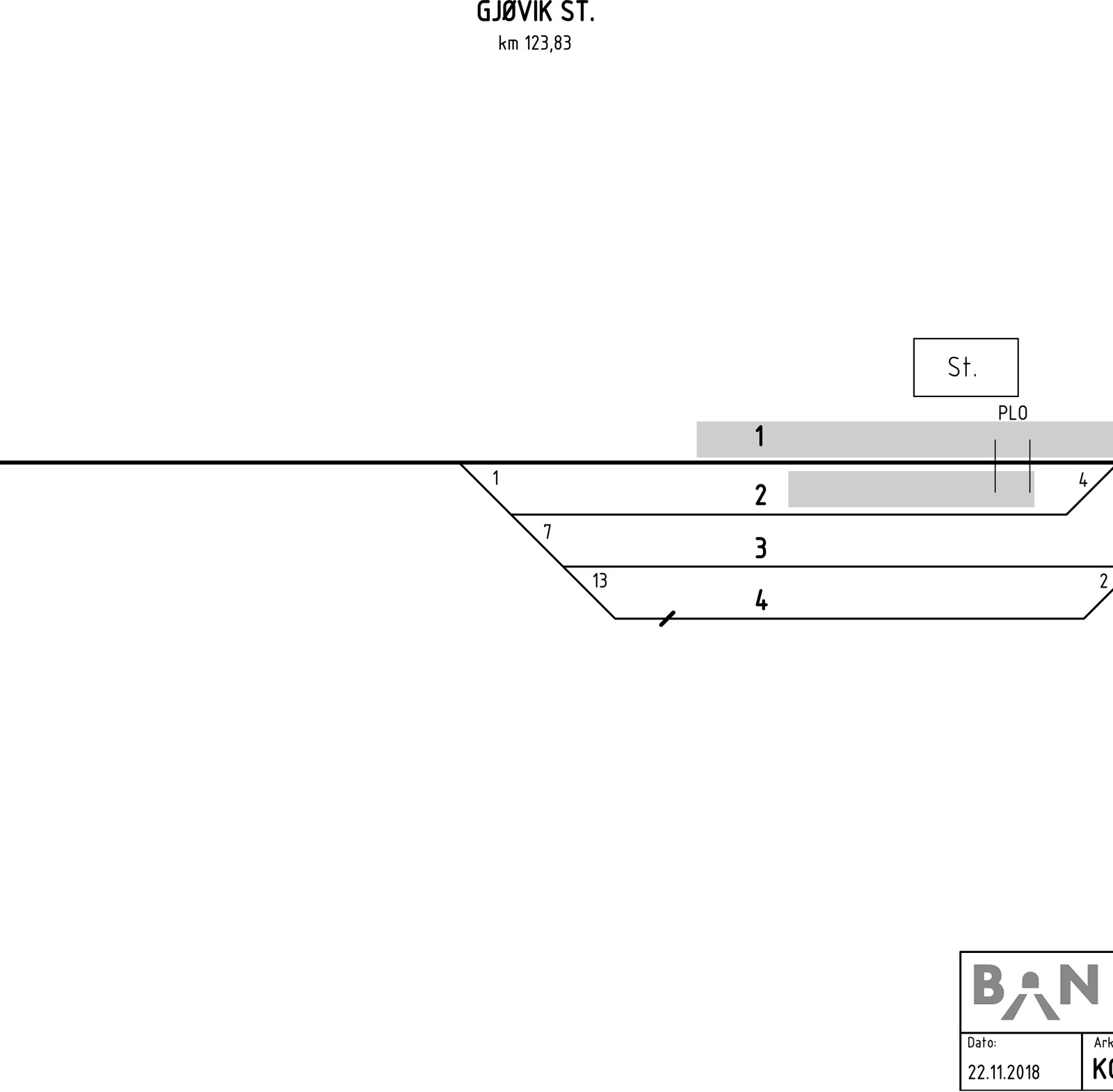 Track plan Gjøvik station