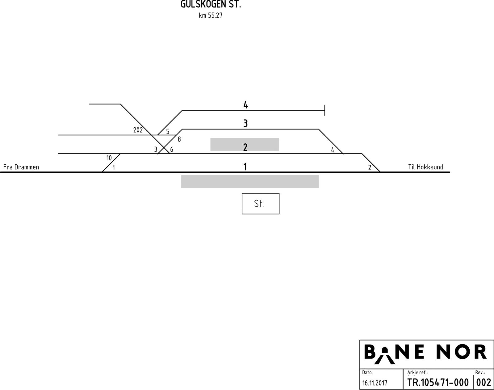 Sporplan Gulskogen stasjon