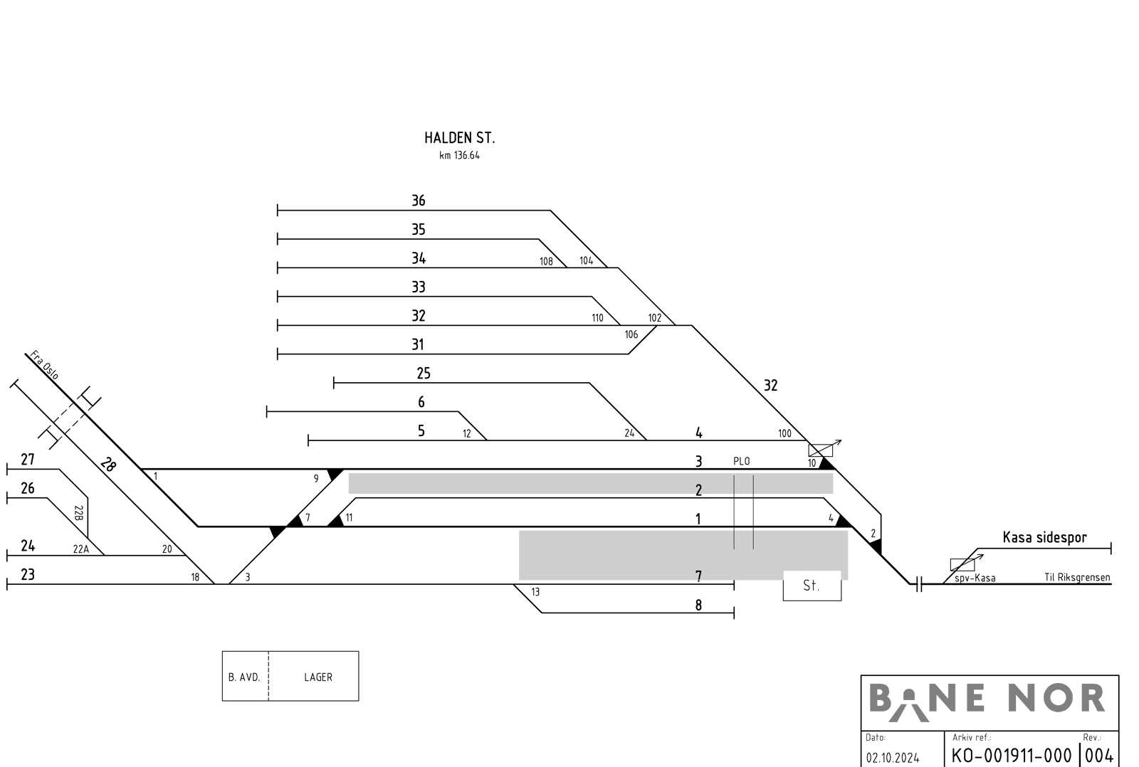 Track plan Halden station.