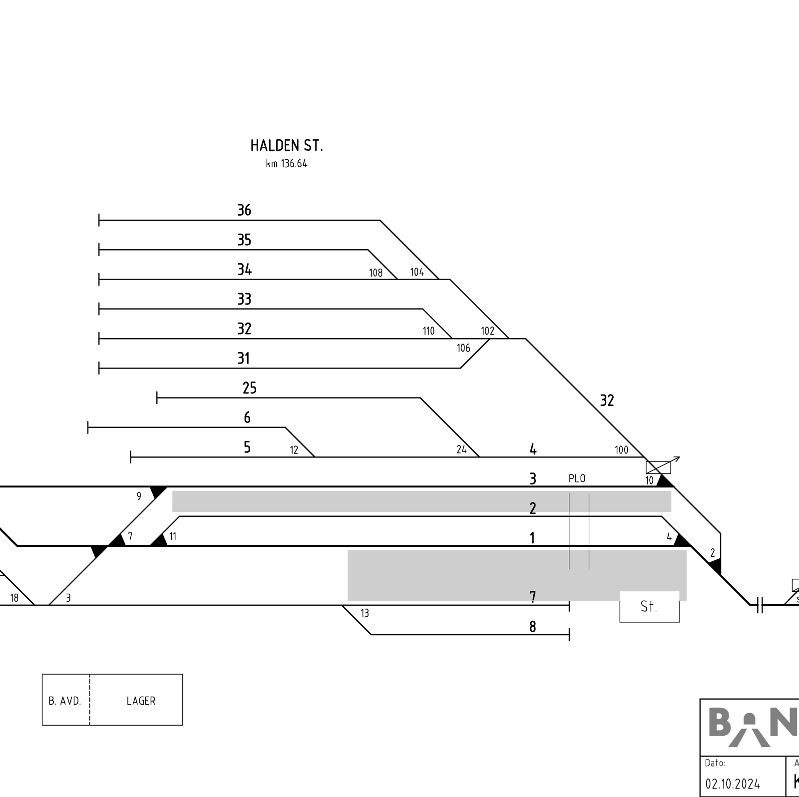 Track plan Halden station.