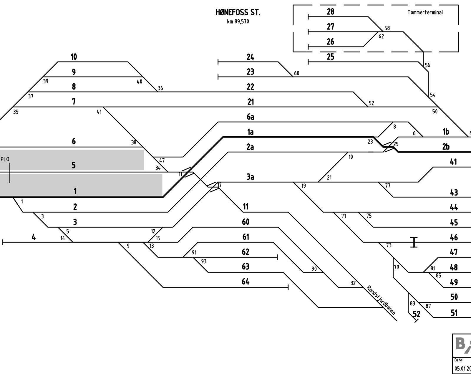Sporplan for Hønefoss stasjon