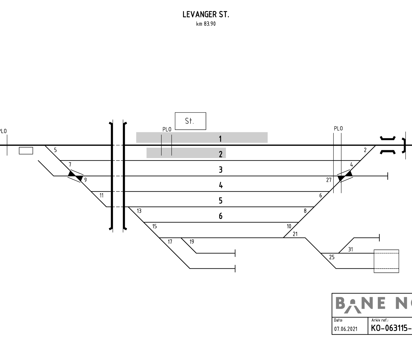 Track plan Levanger station