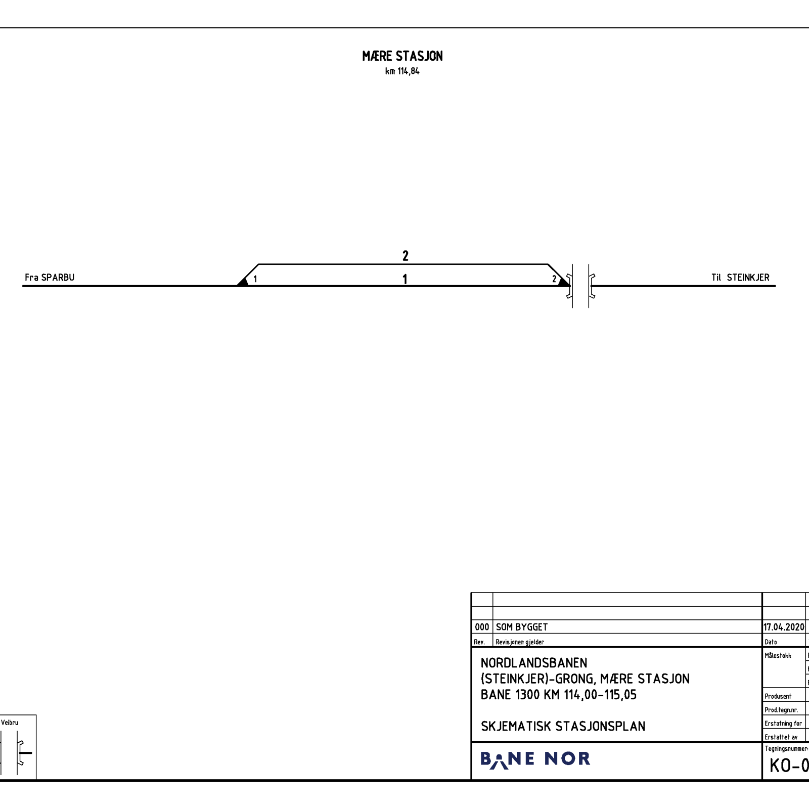 Track plan for Mære station.