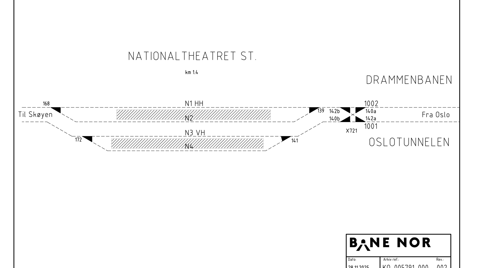 Track plan Nationaltheatret station