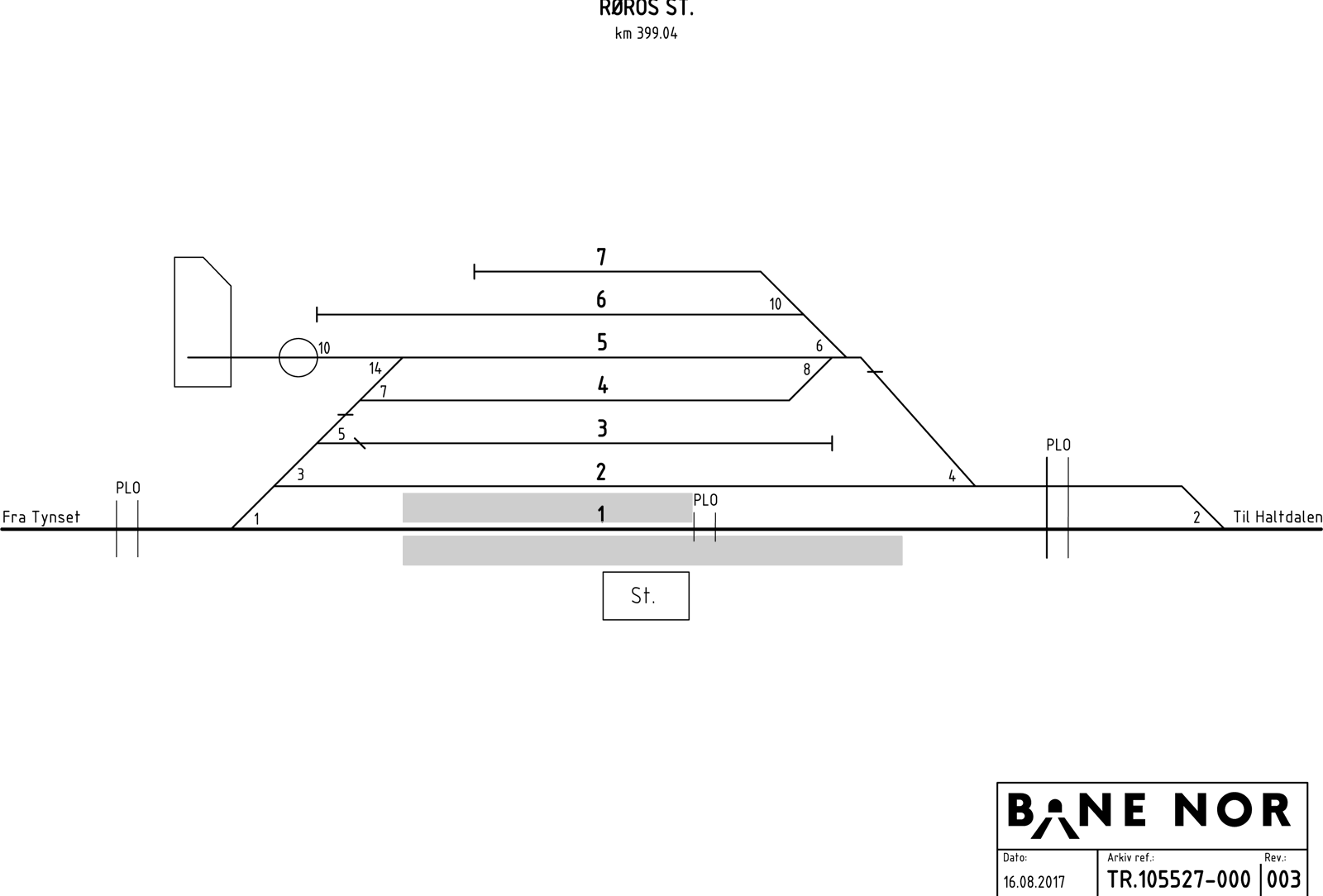 Track plan Røros station