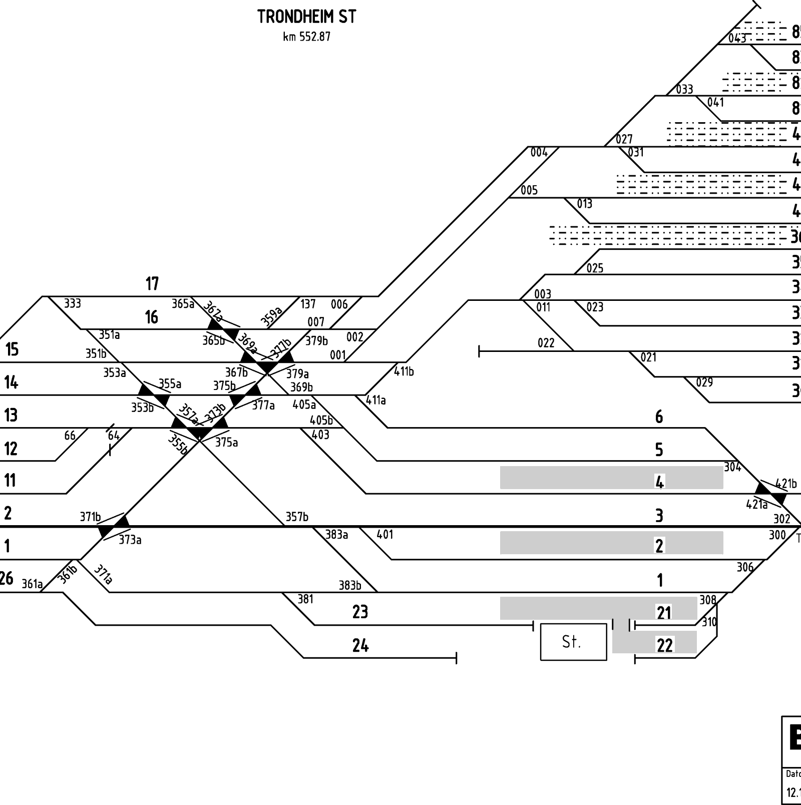 Track plan Trondheim S station