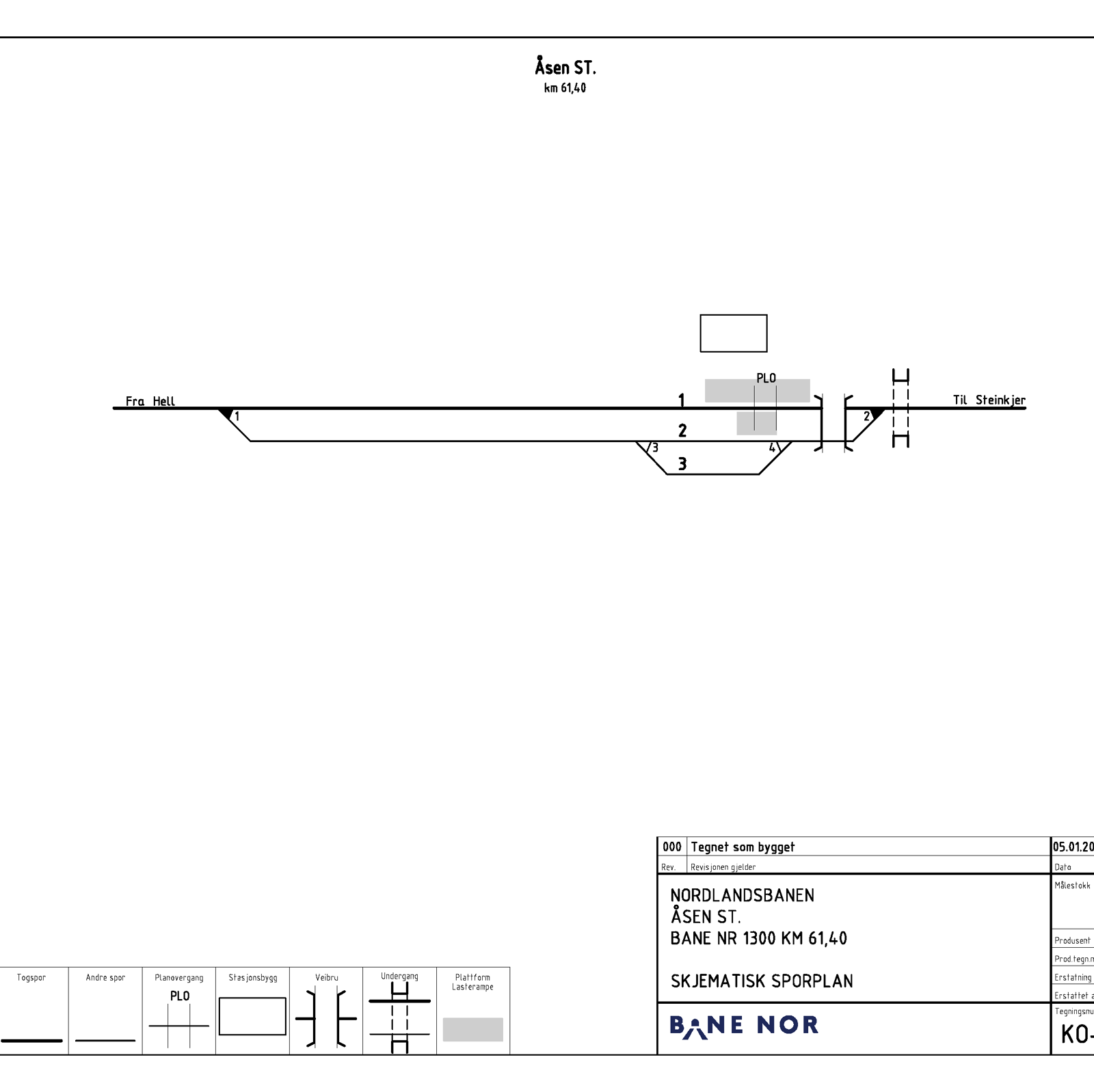 Track plan for Åsen station.